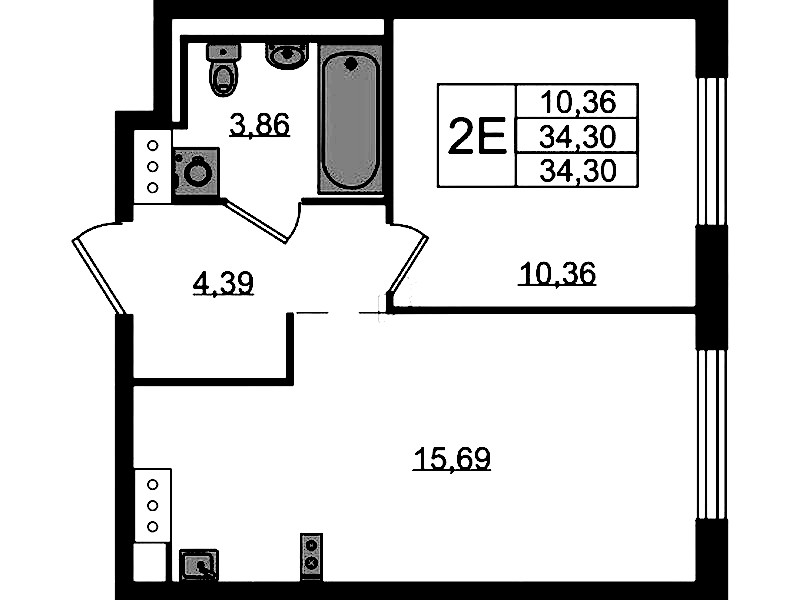 1-комнатная квартира 34.3 м², 7/13 эт., ЖК «Квартал Торики»